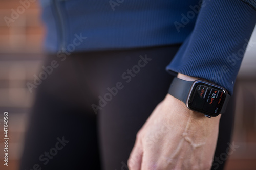 Woman exercising with a smart watch