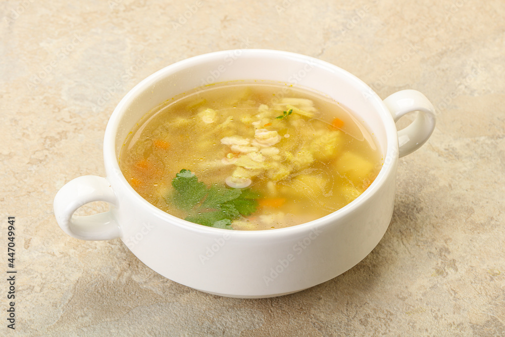 Tasty chicken soup with carrot Tasty chicken soup with carrot