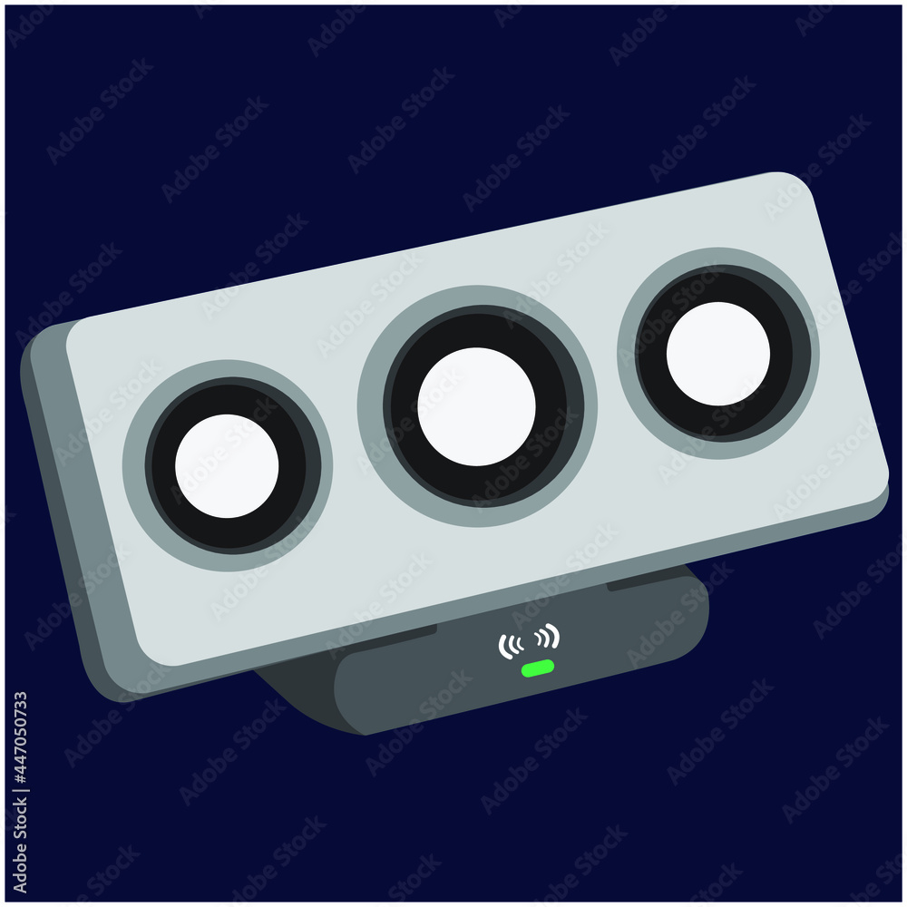 Vector of portable wireless speaker isolated on blue background Vector of portable wireless speaker isolated on blue background