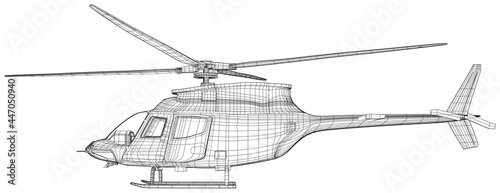 Vector outline helicopter. Wire-frame vector Air Transport. EPS10 format. Helicopter on a white background. Vector created of 3d.