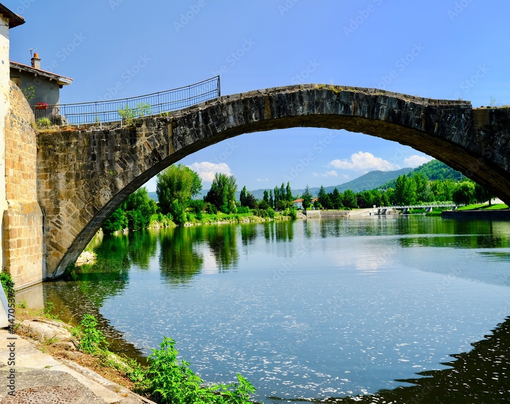 Fototapeta premium le pont d'argent sur la loire a brives charensac haute loire(43) france