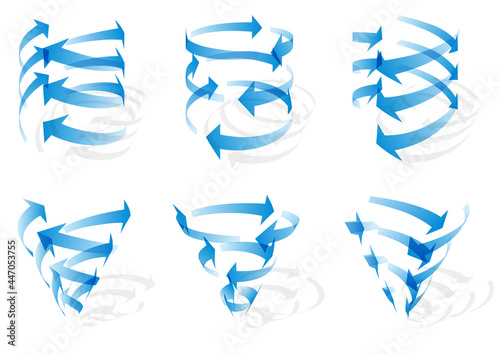 6種類のトルネード矢印 影つき