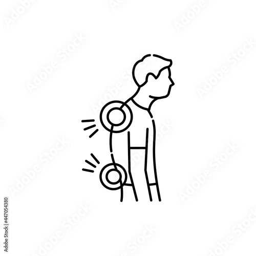 Back and posture problems. olor line icon. Computer-induced medical problem. Pictogram for web page, mobile app, promo.