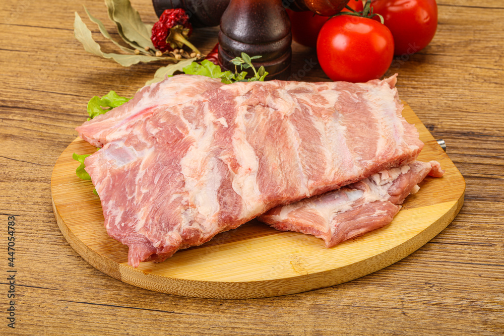 Raw pork ribs for cooking