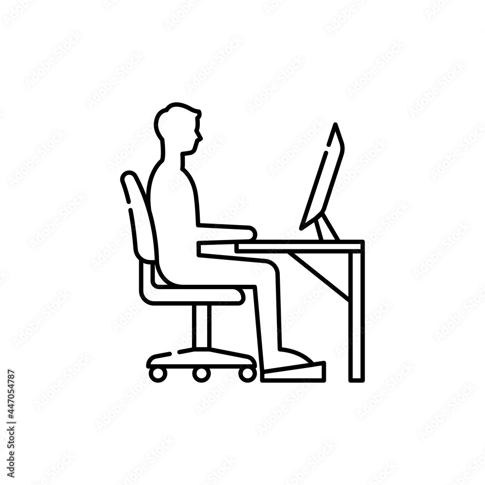 Correct sitting posture olor line icon. Pictogram for web page, mobile app, promo.