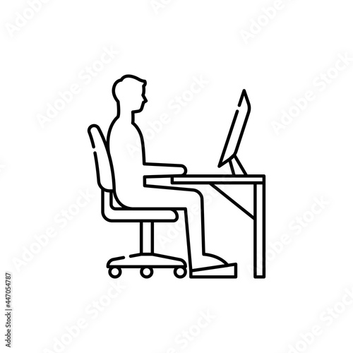 Correct sitting posture olor line icon. Pictogram for web page, mobile app, promo.