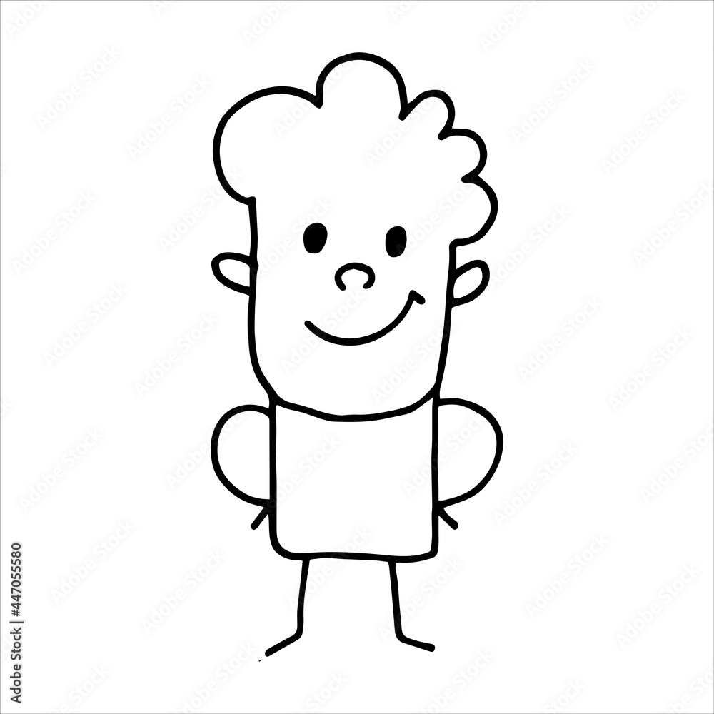 vector illustration in doodle style. a person is in a state of joy, happiness. cute character for children, human emotions. isolated on white background man character. line drawing