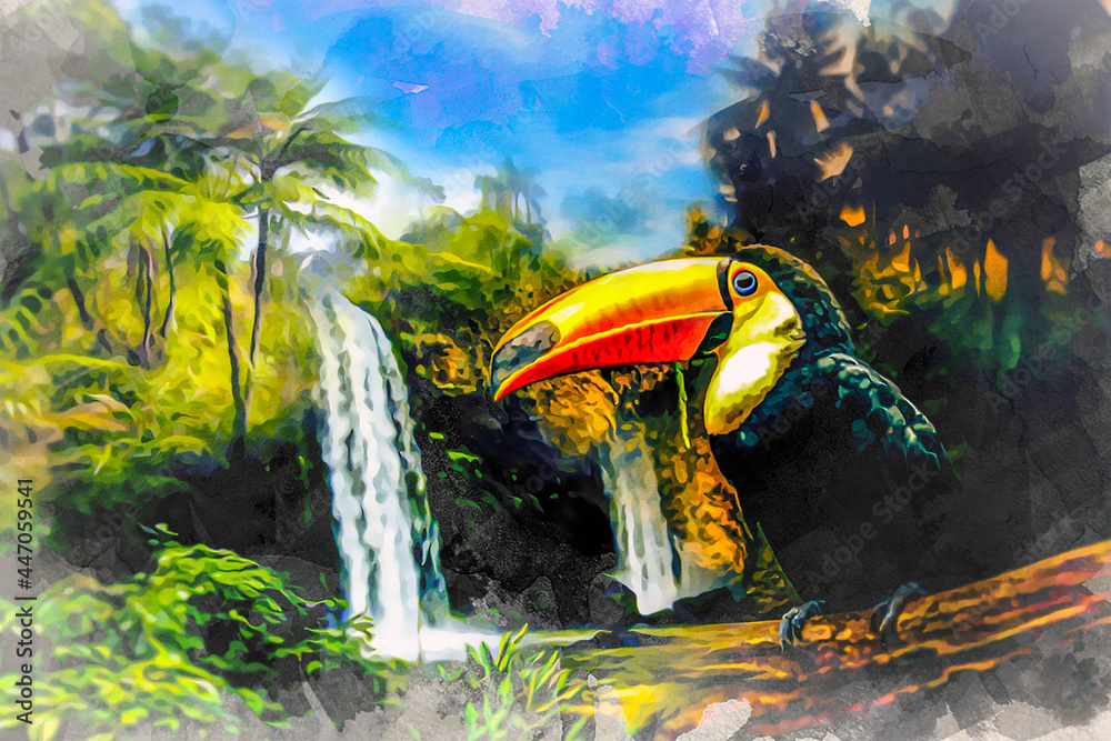 Obraz premium bird in jungle color art 