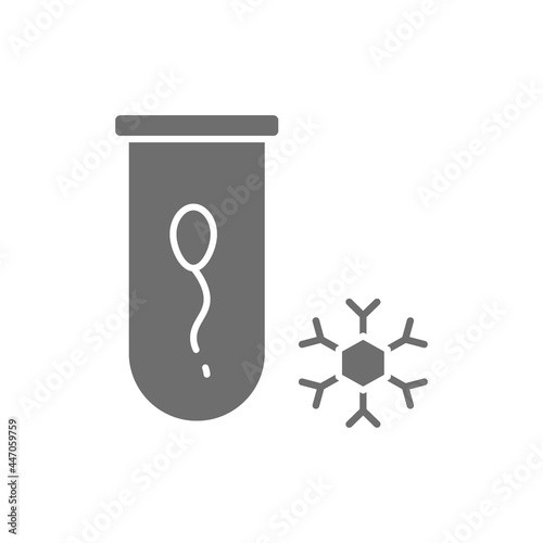 Vector sperm bank, spermatozoon freezing grey icon.
