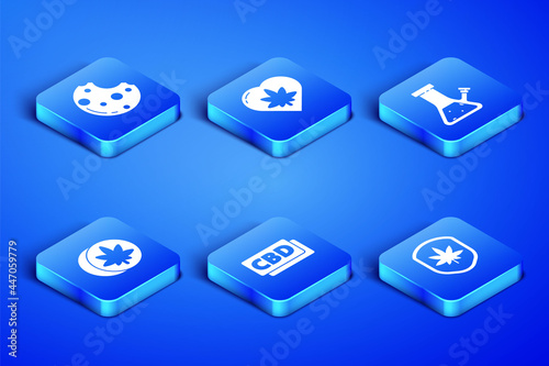Set Shield and marijuana leaf, Cookies with, Cannabis molecule, Herbal ecstasy tablets, Marijuana in heart and Glass bong for smoking cannabis icon. Vector
