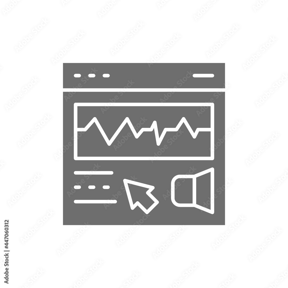 Presentation video editing grey icon. Isolated on white background