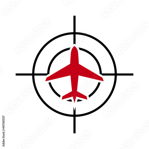 Strike Gun Icon Design Aiming Aircraft, Gun Barrel Target and Aircraft Icon Design