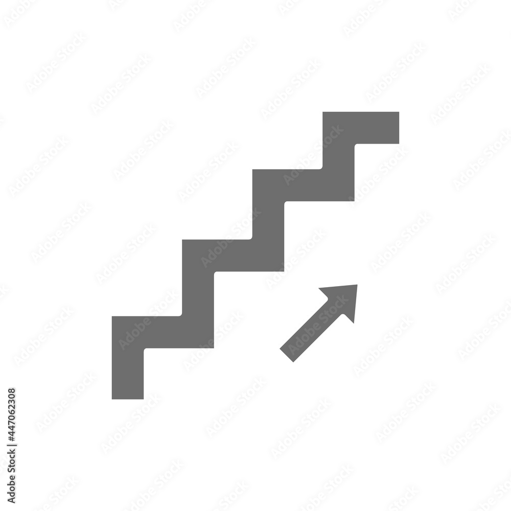 Stair up sign grey icon. Isolated on white background Stair up sign grey icon. Isolated on white background