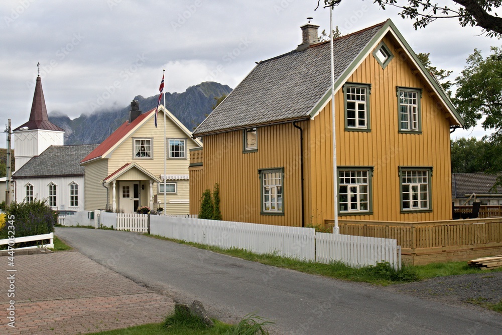 View of the most beautiful city of Norway Reine.Moskenosoy island on Lofoten islands. View of the most beautiful city of Norway Reine.Moskenosoy island on Lofoten islands.