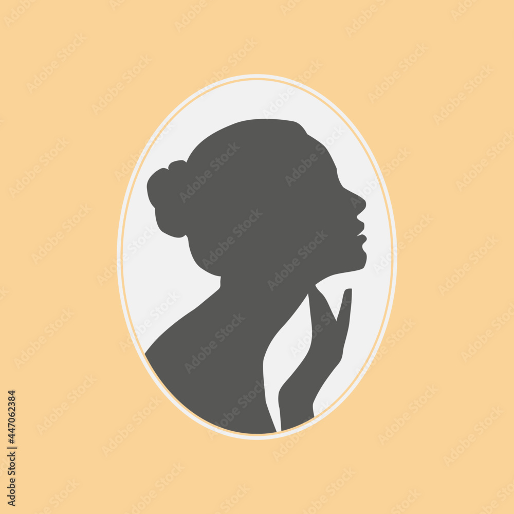 silhouette of a girl in a round frame