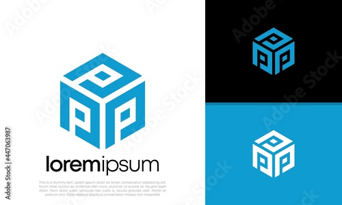 Initials P. PPP logo design. Initial Letter Logo. Hexagon logo design.	
