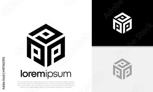 Initials P. PPP logo design. Initial Letter Logo. Hexagon logo design.  