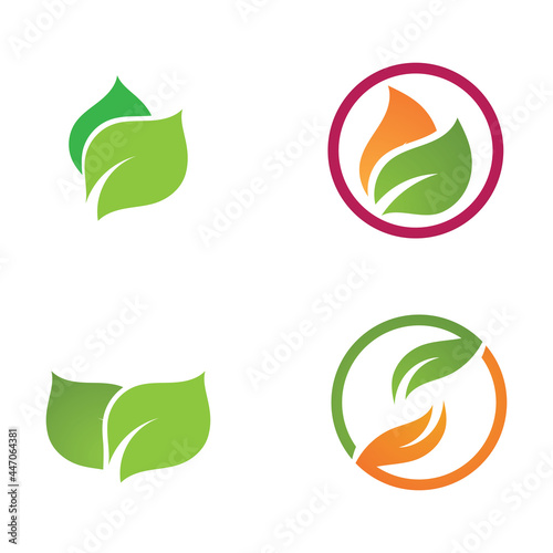 Logos of green Tree leaf ecology