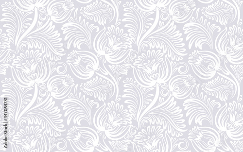 Floral seamless line pattern. Vector elegante background with tender brush elements