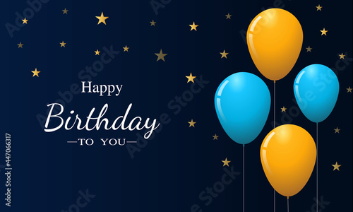Photography Happy birthday card with balloons and star.