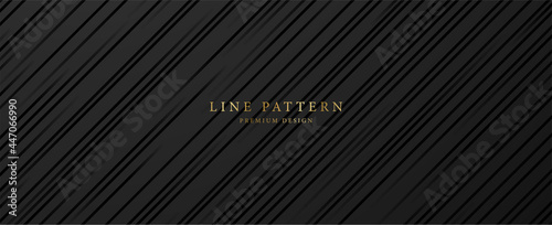 Premium background design with diagonal dynamic line pattern on black backdrop. Vector horizontal template for business banner, formal invitation, luxury voucher, prestigious gift certificate
