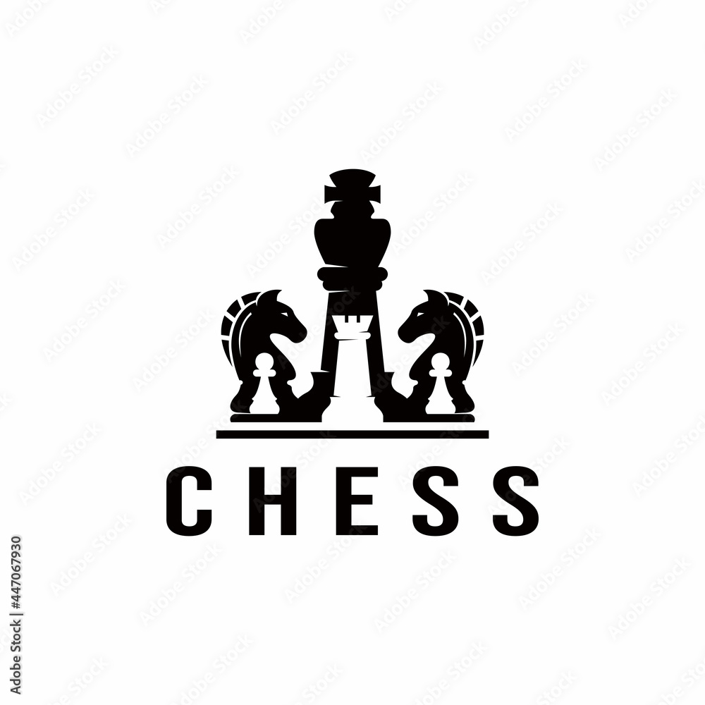 Black Chess Figure competition sport strategy silhouette logo design Black Chess Figure competition sport strategy silhouette logo design