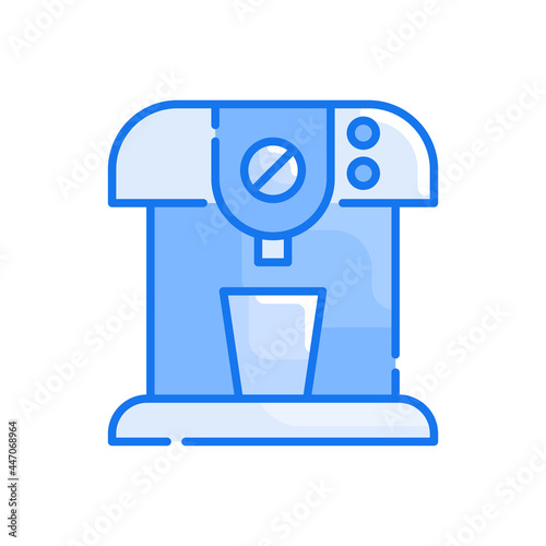 Portable Coffee Maker vector blue colours icon style illustration. EPS 10 file