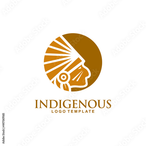 Native American Logo Design. Indigenous People Icon. Indian Vector Illustration.