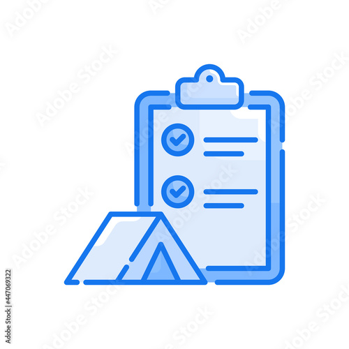 camping checklist vector blue colours icon style illustration. EPS 10 file