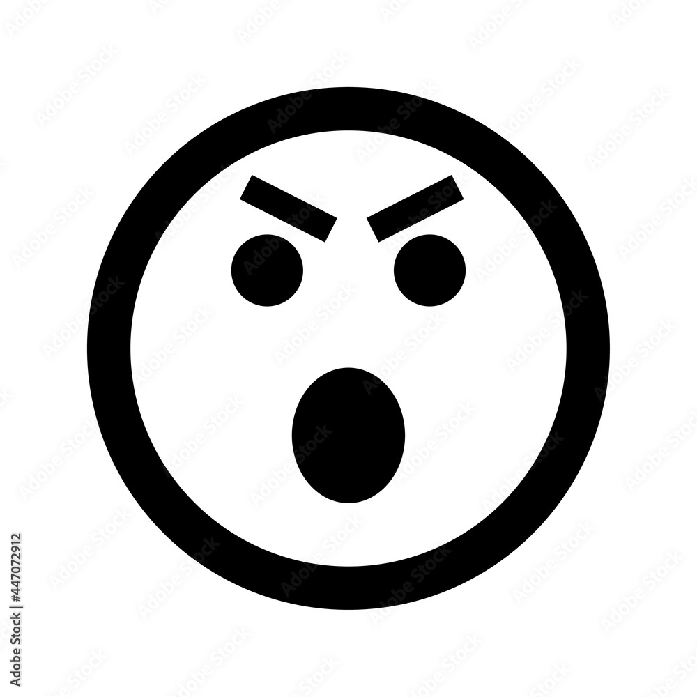 Cartoon angry and evil smile face emoticon icon in flat style Cartoon angry and evil smile face emoticon icon in flat style