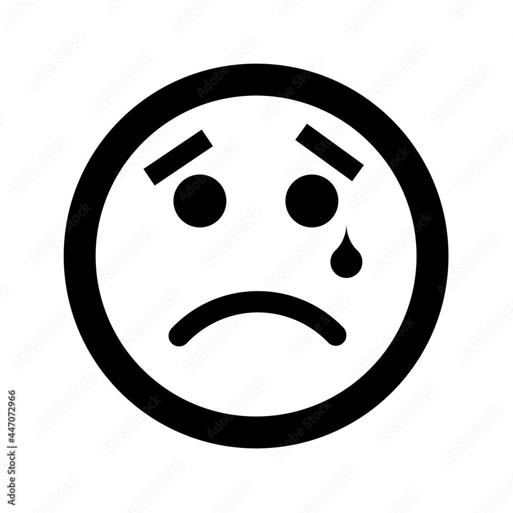 Fototapeta premium Cartoon sad smile face emoticon icon in flat style