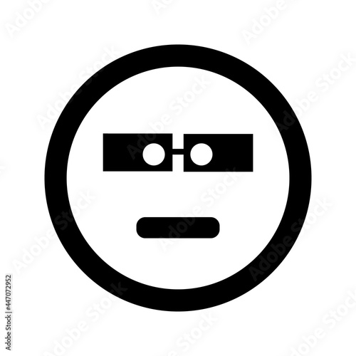 Cartoon smile face emoticon icon in flat style