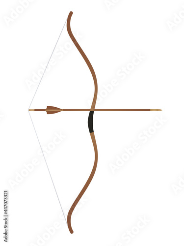 Brown bow and arrow. vector