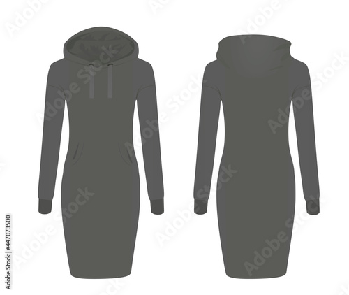 Grey hoodie dress. vector illustration