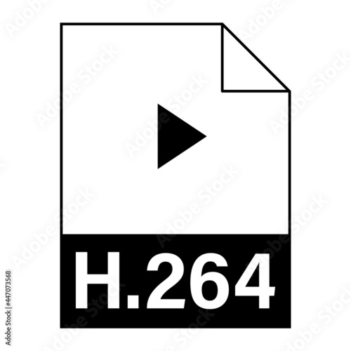Modern flat design of H.264 file icon for web