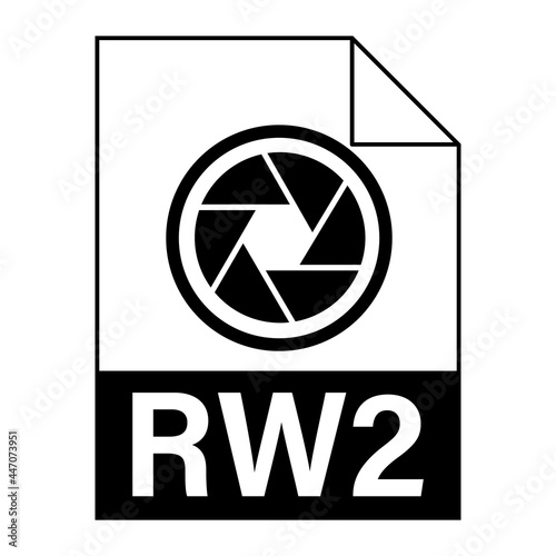 Modern flat design of RW2 file icon for web