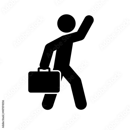 Waving hand businessman icon People in motion active lifestyle sign