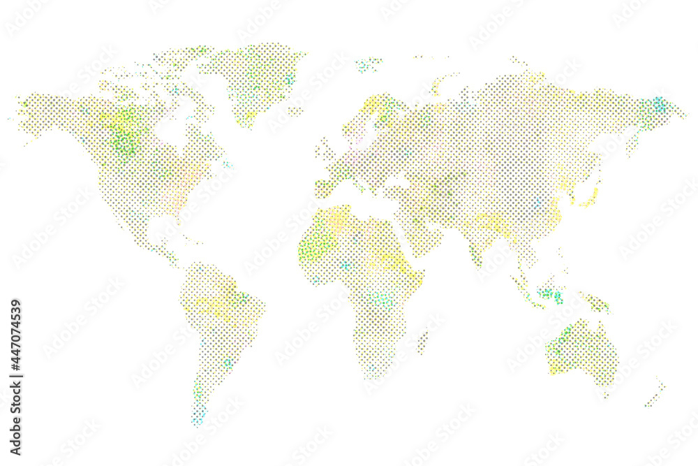 Obraz premium Gold world map poster, pastel wall art decor travel print boho dotted style