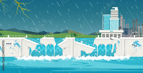 The dam wall was broken due to overflow from the severe monsoon.