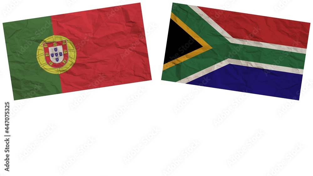 Fototapeta premium South Africa and Portugal Flags Together Paper Texture Effect Illustration