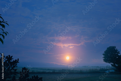 Night scenery with full moon shining