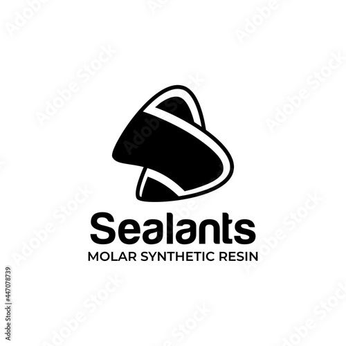 sealant logo, tooth with negative space initial s vector
