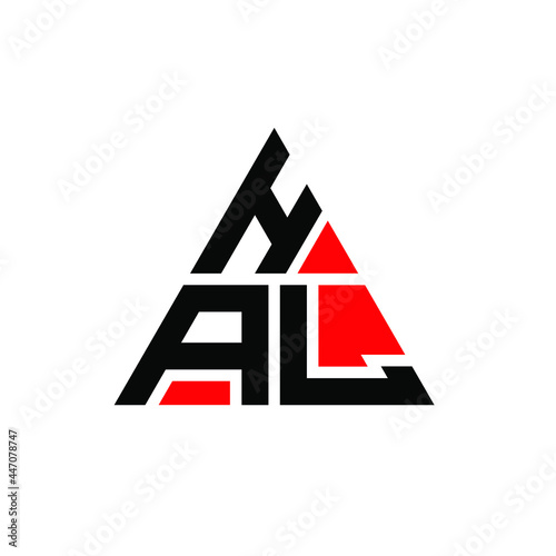 HAL triangle letter logo design with triangle shape. HAL triangle logo design monogram. HAL triangle vector logo template with red color. HAL triangular logo Simple, Elegant, and Luxurious Logo. HAL 