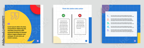 Social media tutorial, tips, trick, did you know post banner layout template with geometric background and memphis pattern design element in colorful fun color.