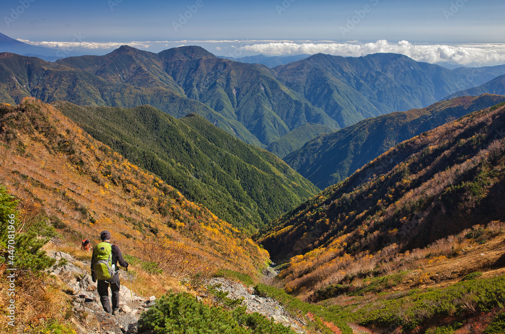 mt.warusawa, mt.akaishi, in autumn, trekking 秋の悪沢岳、赤石岳トレッキング