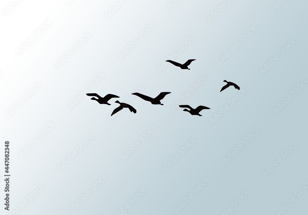 Flying birds silhouettes. Wallpaper, background design