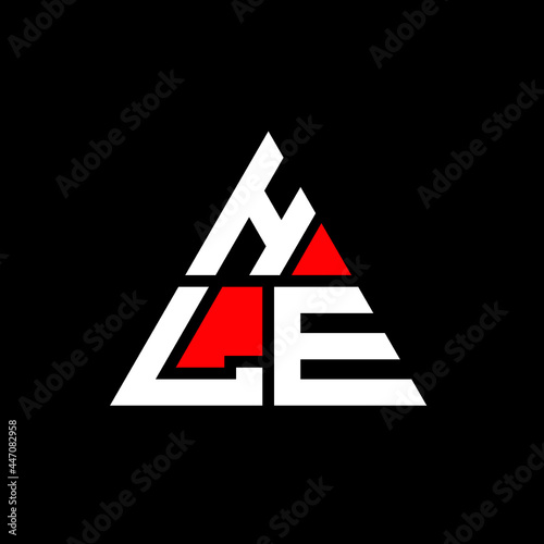 HLE triangle letter logo design with triangle shape. HLE triangle logo design monogram. HLE triangle vector logo template with red color. HLE triangular logo Simple, Elegant, and Luxurious Logo. HLE  photo