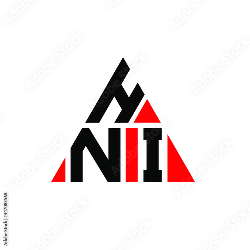HNI triangle letter logo design with triangle shape. HNI triangle logo design monogram. HNI triangle vector logo template with red color. HNI triangular logo Simple, Elegant, and Luxurious Logo. HNI 