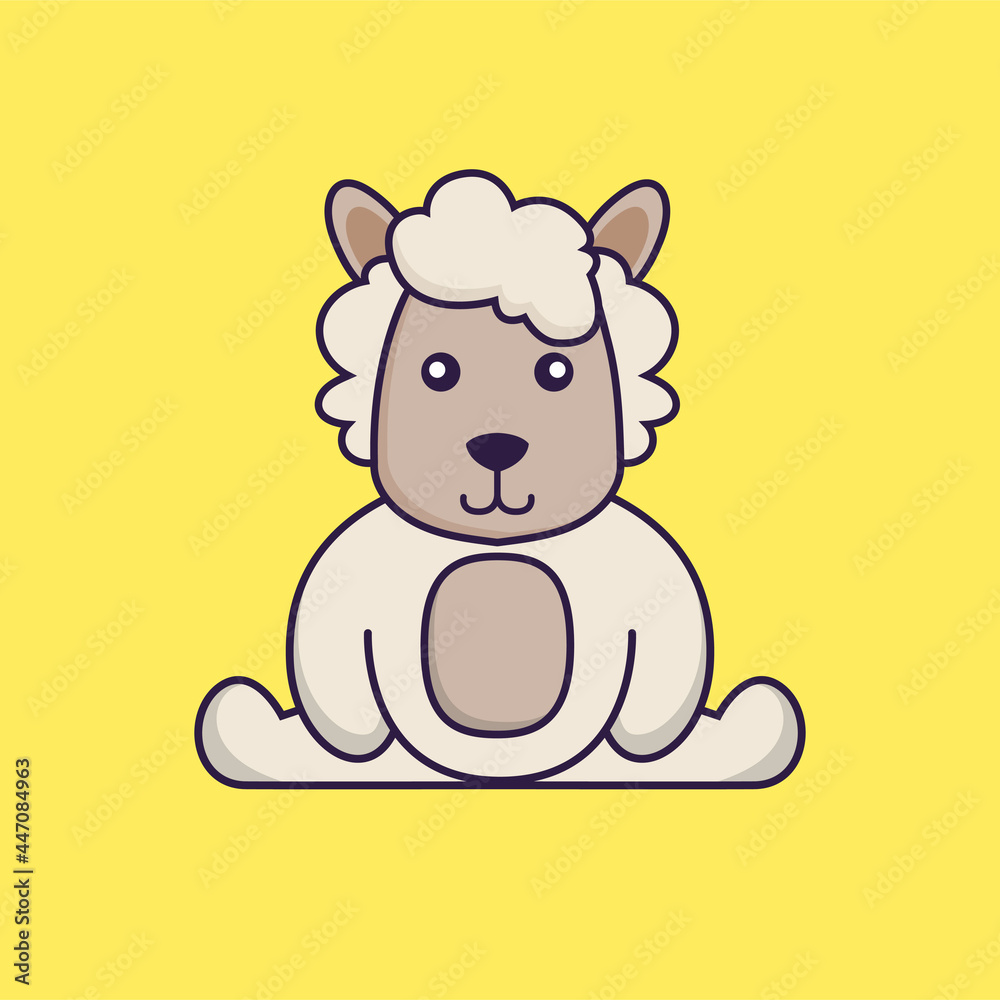 Cute sheep is sitting.