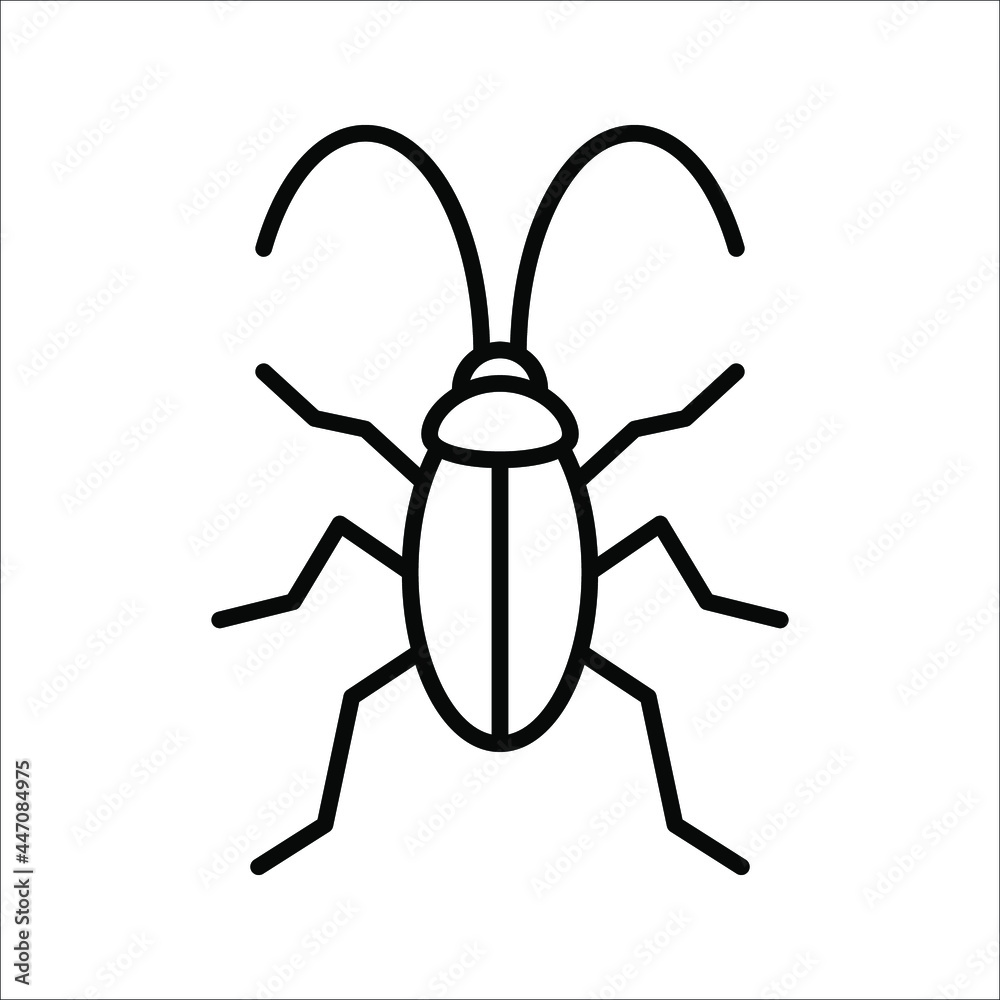 Cockroach bug vector icon. Roach silhouette insect black icon vector illustration on white background. color editable Cockroach bug vector icon. Roach silhouette insect black icon vector illustration on white background. color editable